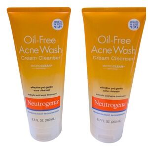 Neutrogena Oil Free Acne Wash Cream Cleanser 6.7 Oz Lot of 2‎ EXP 01/2026
